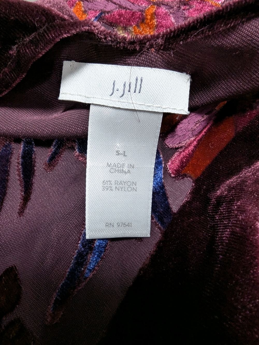 J Jill Velvet Burnout Kimono Topper One Size Boho Romance - Picture 11 of 14